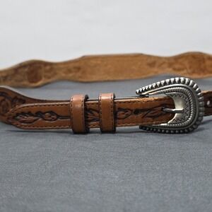 Silver Creek Collection By Leegin USA Genuine Leather Tooled Western Belt Sz 28